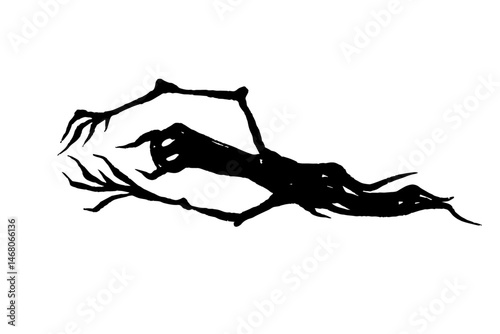 Silhouette, shadow of halloween character, scary flying monster, behemoth. Vector graphics.