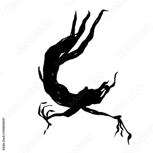 Silhouette, shadow of halloween character, scary flying monster, behemoth. Vector graphics.