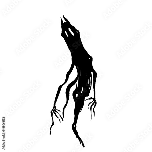 Silhouette, shadow of halloween character, scary flying monster, behemoth. Vector graphics.