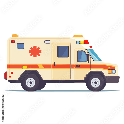 Flat vector Ambulance Insurance, minimalist design, isolated on a white background.