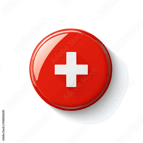 Emergency Button Flat vector, minimalist design, isolated on a white background.