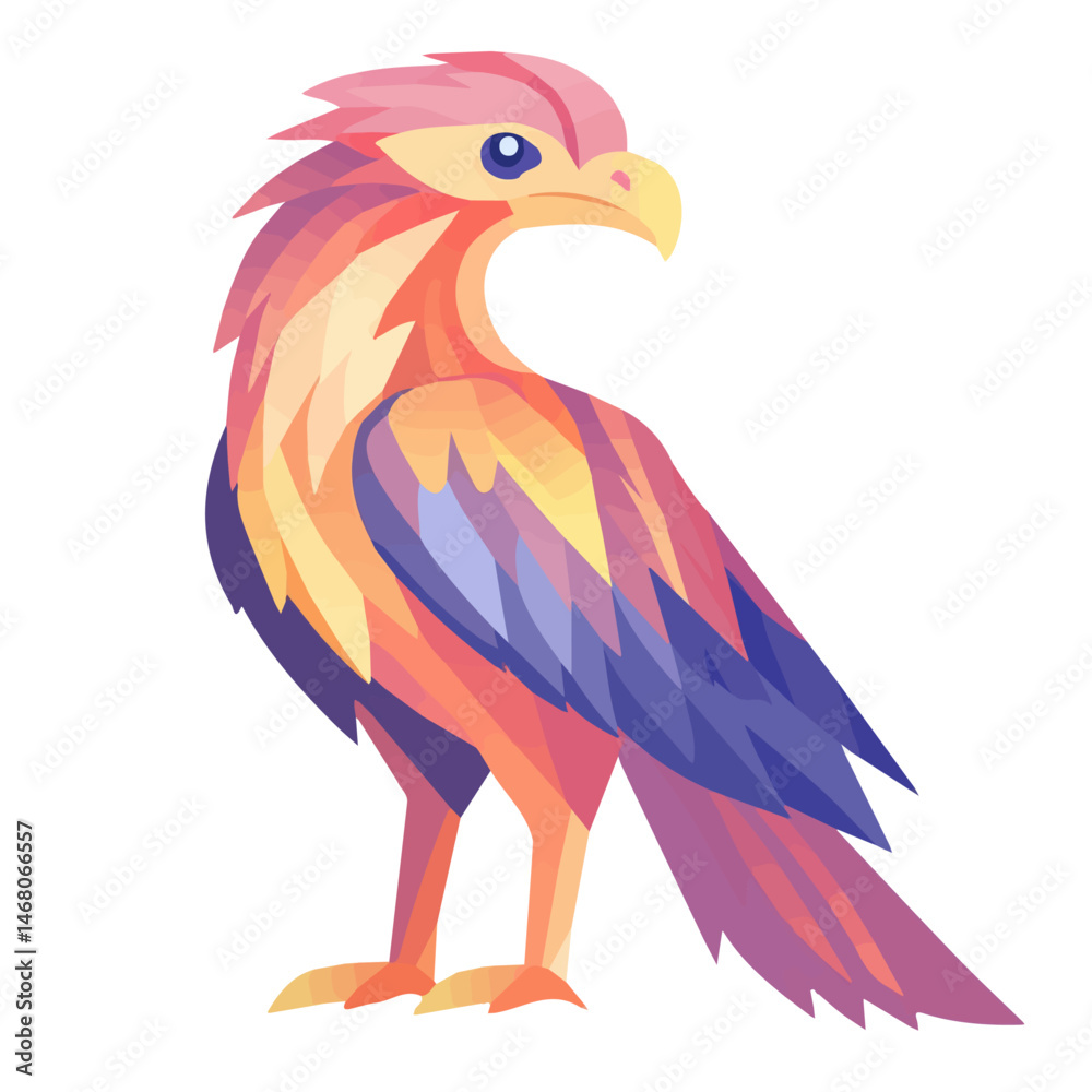 Griffin Perched Flat vector, minimalist design, isolated on a white background. Griffin Perched Flat vector, minimalist design, isolated on a white background.
