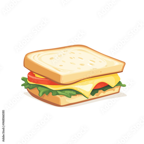 Cheese Sandwich Flat vector, minimalist design, isolated on a white background.