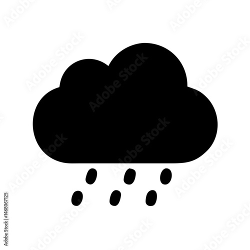 Rainy Cloud Black Silhouette – Weather and Forecast Vector Illustration