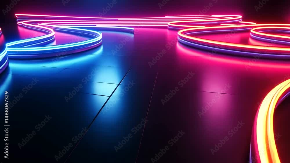 Neon light curves on dark floor
