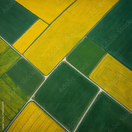 Aerial View of Geometric Farm Fields
