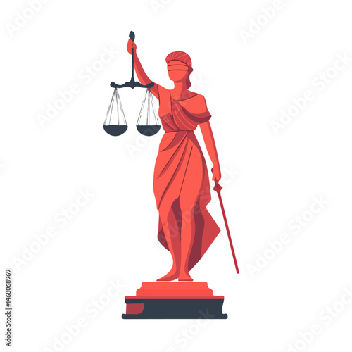 Flat vector Justice, minimalist design, isolated on a white background.