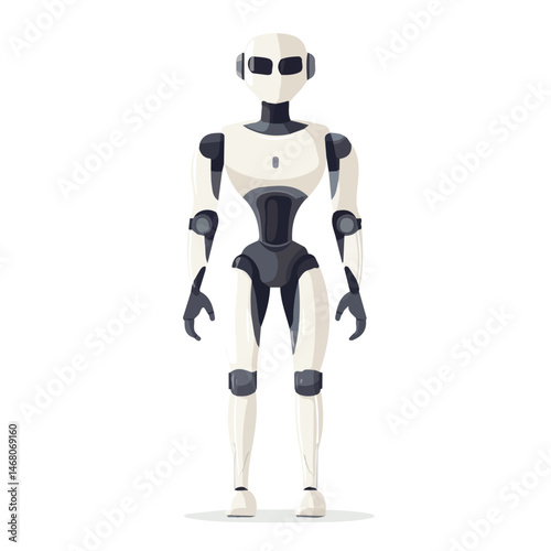 Flat vector Humanoid Robot, minimalist design, isolated on a white background.