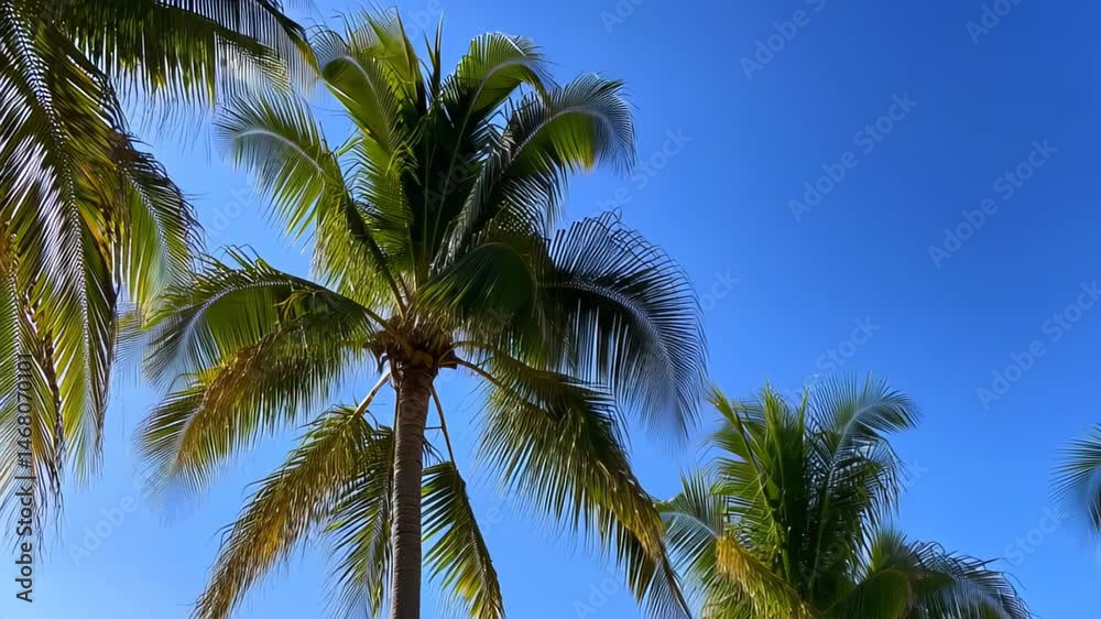 Vivid colors and relaxed motion evoke vacation vibes, coastal warmth and tropical paradise atmosphere Vivid colors and relaxed motion evoke vacation vibes, coastal warmth and tropical paradise atmosphere