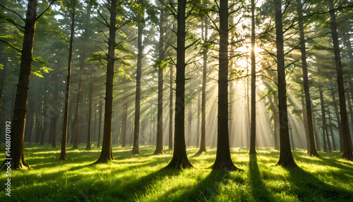 Le soleil éclaire la forêt