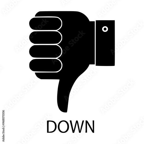 Thumbs Down Icon for Disapproval, Negative Feedback Symbol, Bad Rating Concept, Social Media Rejection Graphic, Unfavorable Response Illustration, UI UX Reaction Emoticon