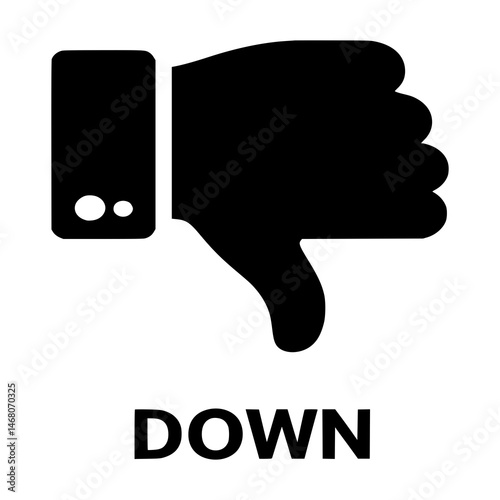 Thumbs Down Icon for Disapproval, Negative Feedback Symbol, Bad Rating Concept, Social Media Rejection Graphic, Unfavorable Response Illustration, UI UX Reaction Emoticon