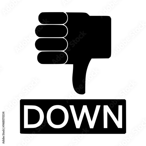 Thumbs Down Icon for Disapproval, Negative Feedback Symbol, Bad Rating Concept, Social Media Rejection Graphic, Unfavorable Response Illustration, UI UX Reaction Emoticon