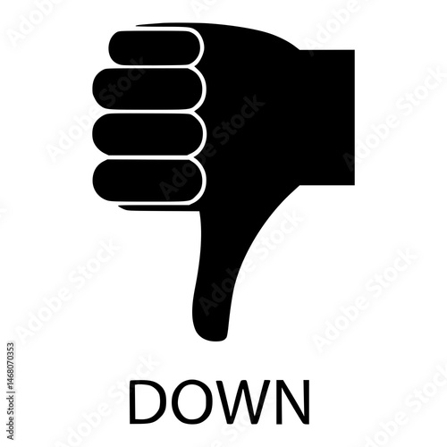Thumbs Down Icon for Disapproval, Negative Feedback Symbol, Bad Rating Concept, Social Media Rejection Graphic, Unfavorable Response Illustration, UI UX Reaction Emoticon