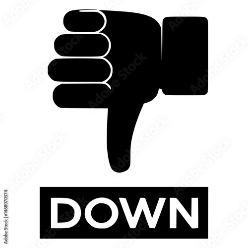 Thumbs Down Icon for Disapproval, Negative Feedback Symbol, Bad Rating Concept, Social Media Rejection Graphic, Unfavorable Response Illustration, UI UX Reaction Emoticon