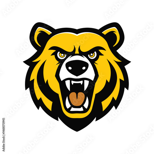 angry grizzly bear head vector art silhouette