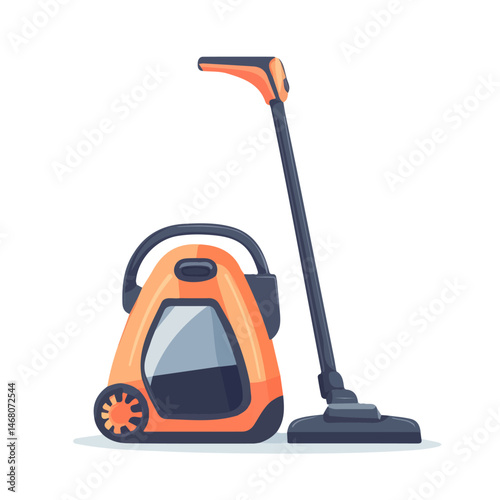Flat vector Vacuum Cleaner, minimalist design, isolated on a white background.