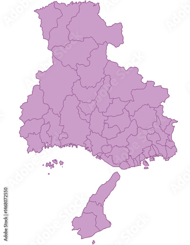 兵庫県　地図　紫　イラスト