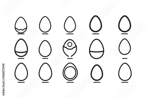 Fresh Eggs Line Art Illustration