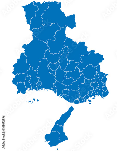 兵庫県　地図　ブルー　イラスト