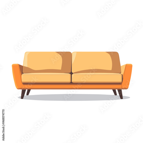 Sofa Flat vector, minimalist design, isolated on a white background.