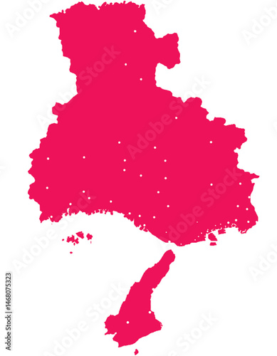 兵庫県　地図　マゼンタ　斑点　イラスト