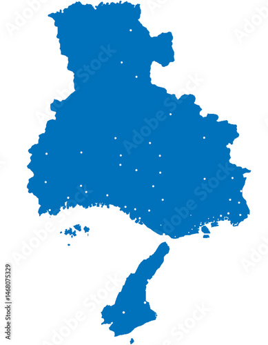 兵庫県　地図　ブルー　斑点　イラスト