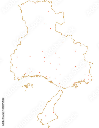 兵庫県　地図　白　斑点　イラスト