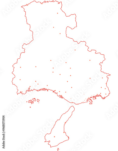 兵庫県　地図　白　斑点　イラスト