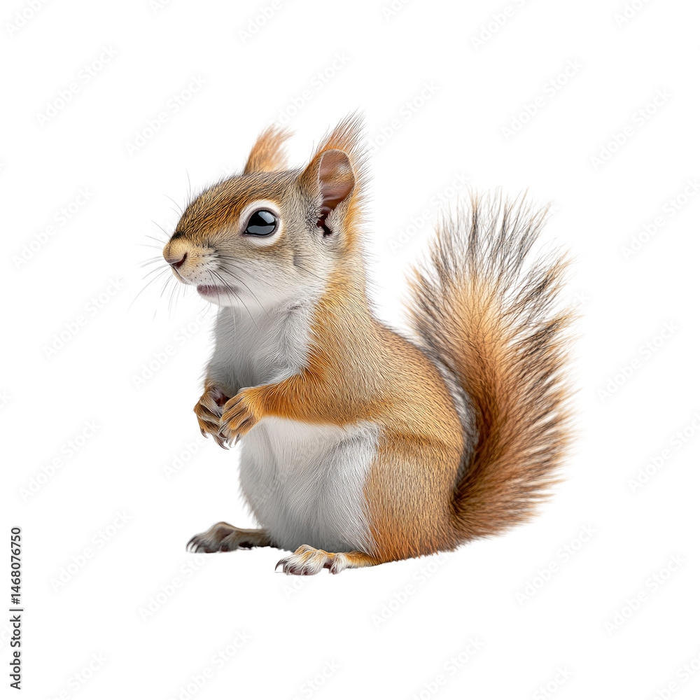 Obraz premium Adorable Red Squirrel Posing on White Background