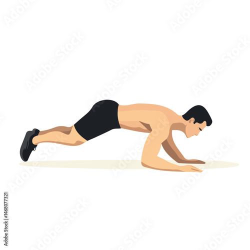 Flat vector Push Up, minimalist design, isolated on a white background.