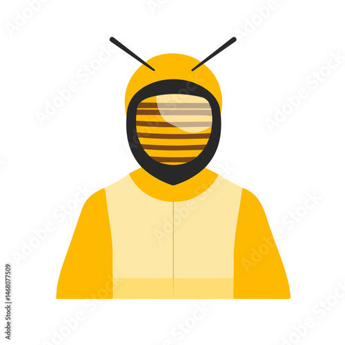 Beekeeper Flat vector, minimalist design, isolated on a white background.