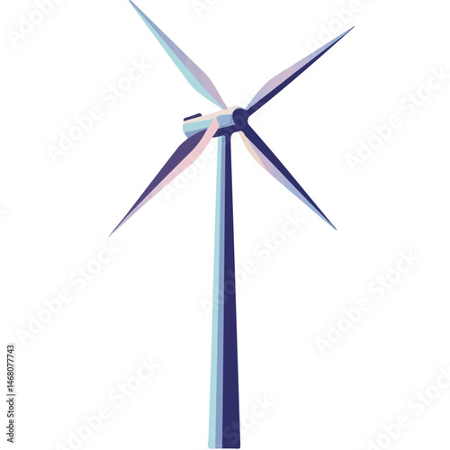 Wind Turbine Flat vector, minimalist design, isolated on a white background.
