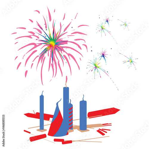 Firework PNG Elements Colorful Transparent Explosion Graphics for Celebrations & Festive Design
