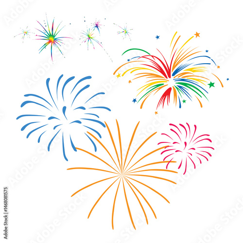 Firework PNG Elements Colorful Transparent Explosion Graphics for Celebrations & Festive Design