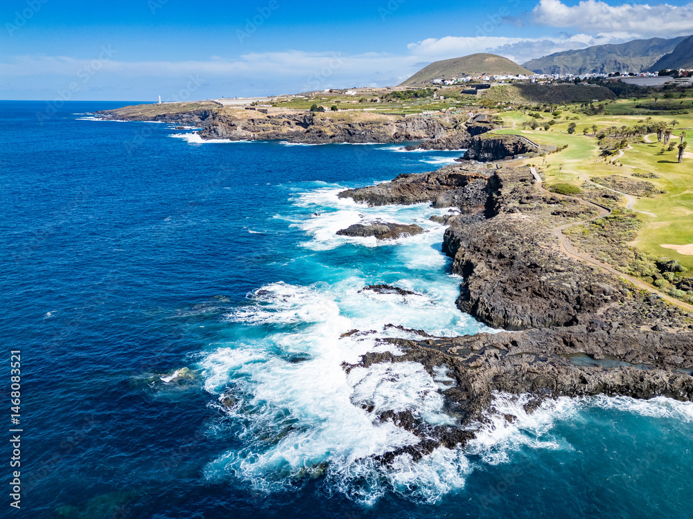 Drone view of coast odf Tenerife in Buenavista