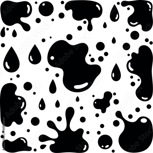Vector Black Liquid Splashes, Drops & Drips Set - Graphic Design Elements EPS