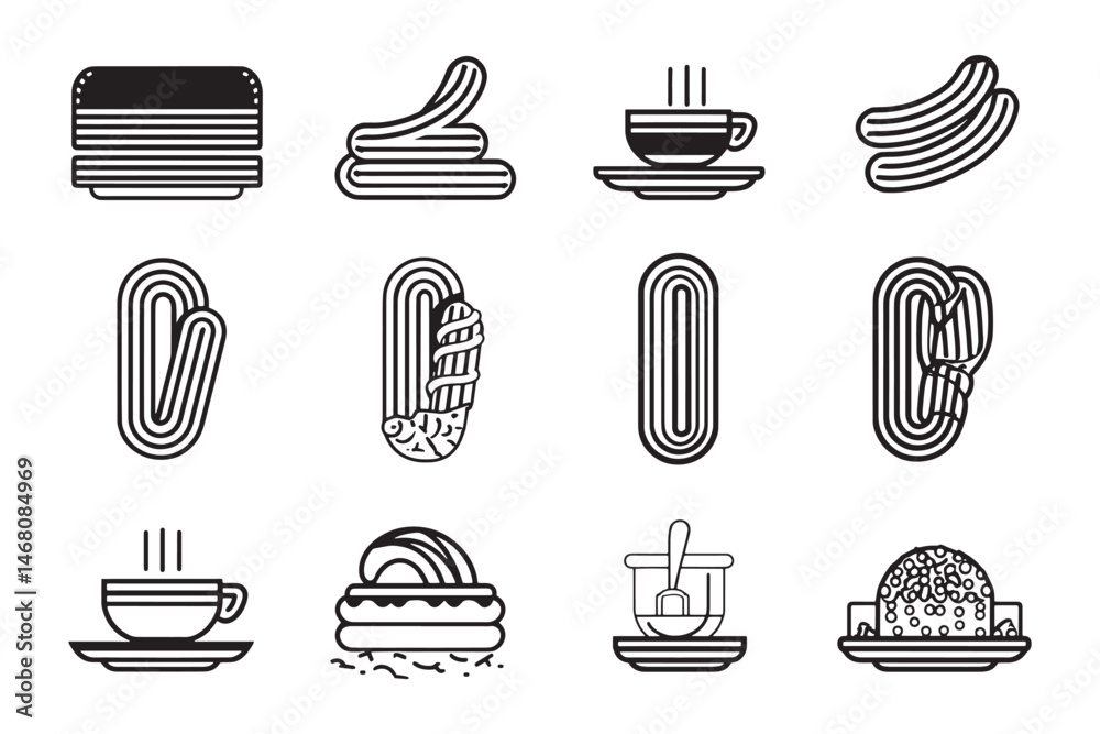 Fried Churros Simple Outline Design Fried Churros Simple Outline Design