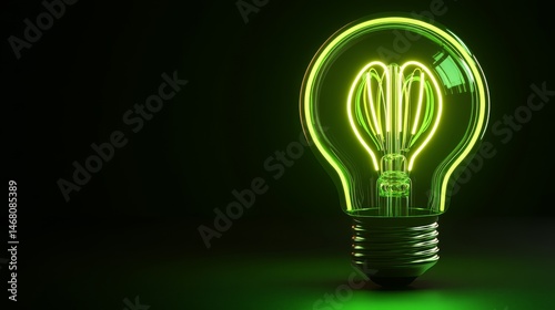 The concept of sustainable power is symbolized by a green neon energy plug drawn in a continuous line, representing eco-friendly solutions and rechargeable batteries for the betterment of the planet