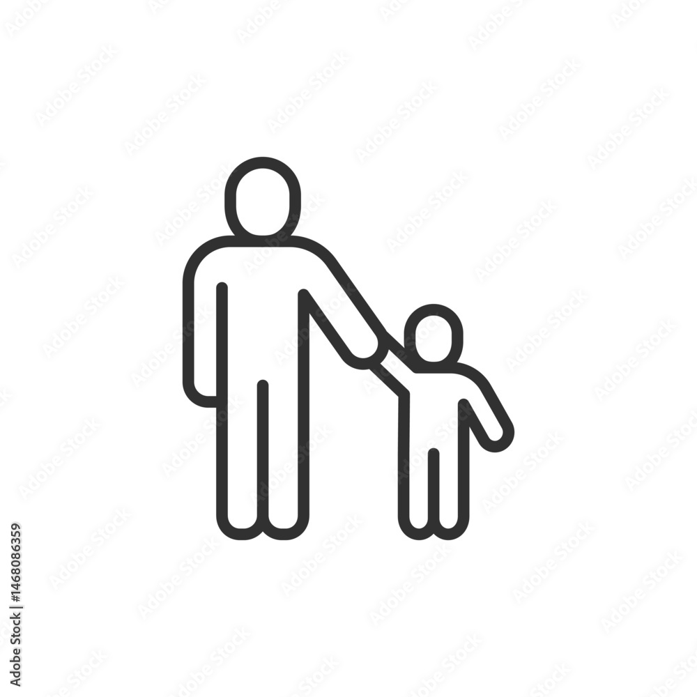 Parent and child, linear icon. Caregiving or parenting. Line with editable stroke. Parent and child, linear icon. Caregiving or parenting. Line with editable stroke.