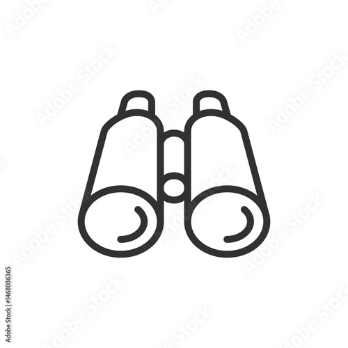 Binoculars, linear icon. Optical device for long-distance viewing. Line with editable stroke.