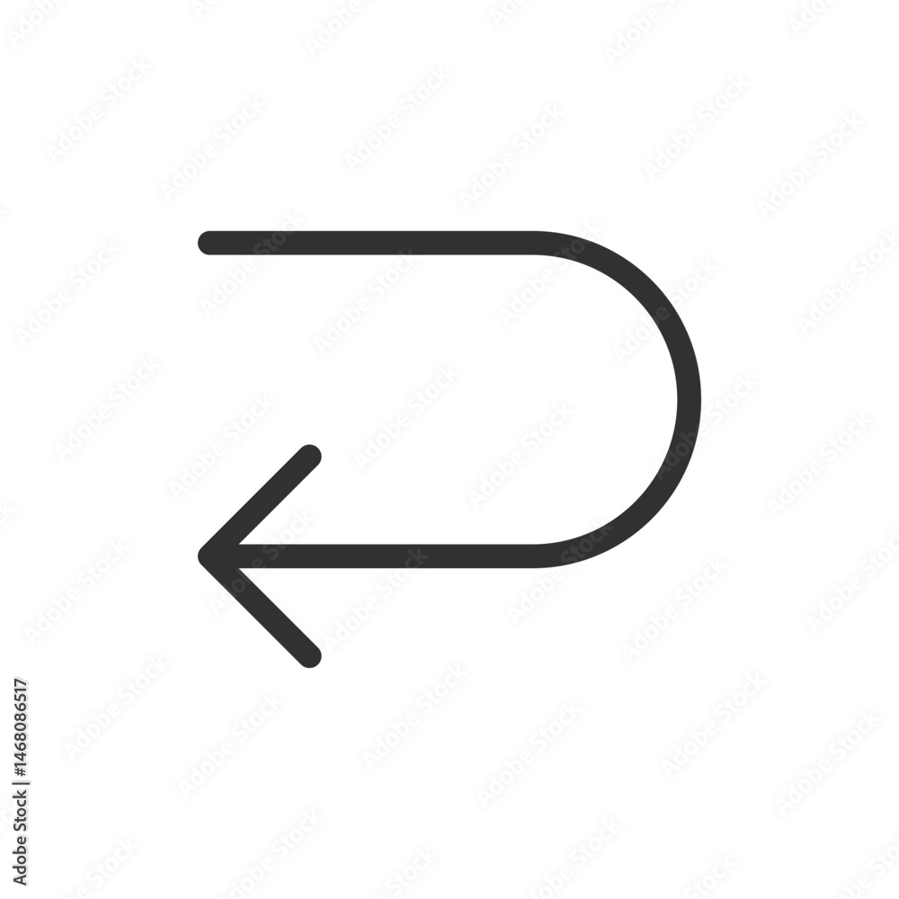 U-turn arrow, linear icon. Symbol of undo, return or change of direction. Line with editable stroke. U-turn arrow, linear icon. Symbol of undo, return or change of direction. Line with editable stroke.