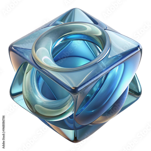 glass sculpture with light reflections vector illustration