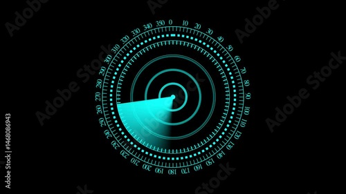 Rader HD technology signal waves animation on black background. Radar point to detect enemy position.on black background