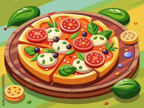 vector of Pizza on a cutting board