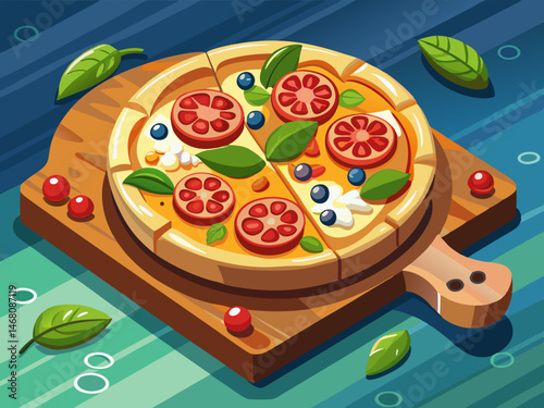 vector of Pizza on a cutting board