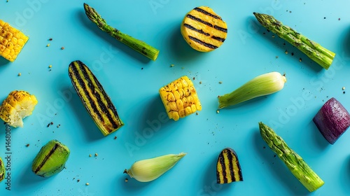 Grilled Veggie Pop Asparagus with Corn, and and More on Blue.