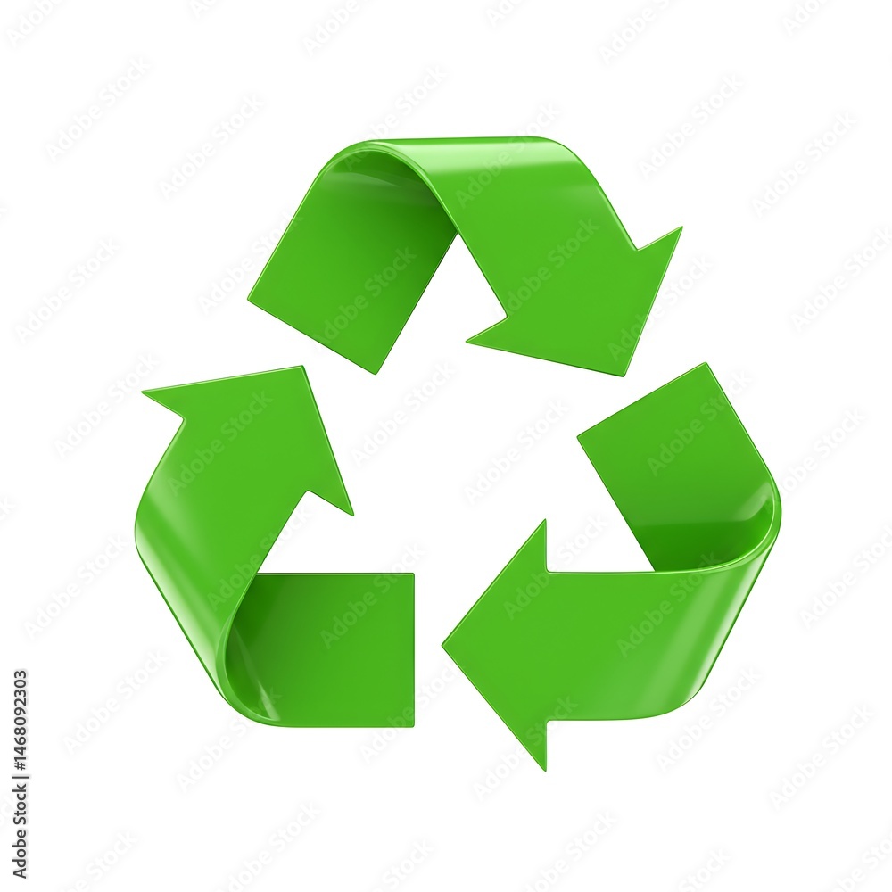 Green recycling symbol with arrows concept isolated on white background Green recycling symbol with arrows concept isolated on white background