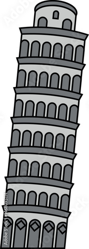Flat vector illustration of Leaning Tower of Pisa