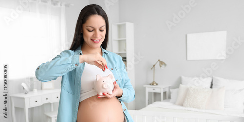 Young pregnant woman puttin...